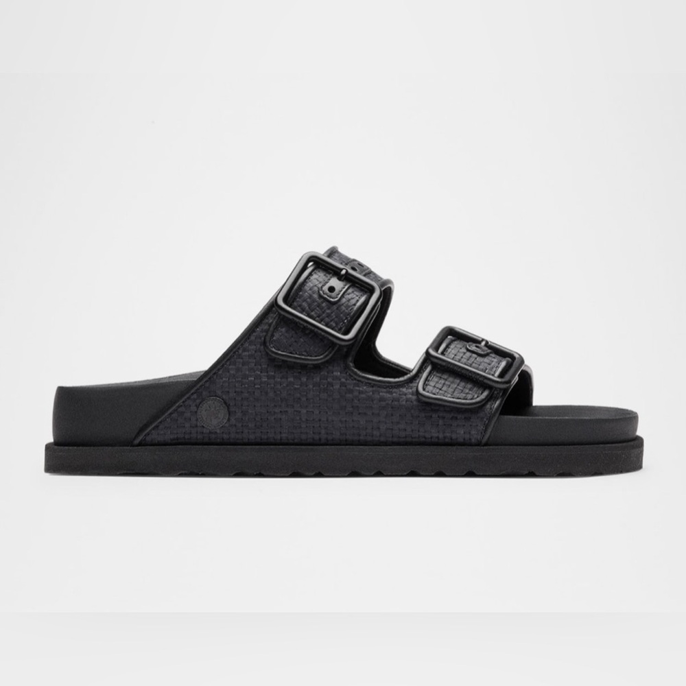 1774 BIRKENSTOCK Arizona Raffia Luxe Slide Sandal Black New NWT